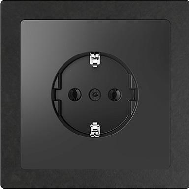 Merten D-Life socket outlet (slate polished frame, anthracite insert)